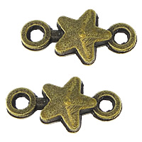 Hvězda zinek konektor, starožitné bronzové barvy á, 1/1 smyčka, nikl, olovo a kadmium zdarma, 15x8x2.50mm, Otvor:Cca 2mm, 500PC/Lot, Prodáno By Lot