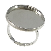 Messing Bezel Ring Base, Rond plat, platinum plated, verstelbaar, nikkel, lood en cadmium vrij, 22mm, Binnendiameter:Ca 20mm, Maat:7, 100pC's/Lot, Verkocht door Lot