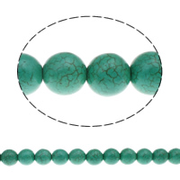 Turquoise Kralen, Synthetische Turquoise, Ronde, groen, 14mm, Gat:Ca 1mm, Ca 30pC's/Strand, Per verkocht Ca 16.1 inch Strand