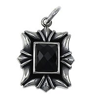 Crystal Pendants Stainless Steel with Glass Rectangle faceted & blacken Approx 7mm Sold By Lot