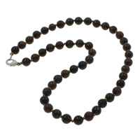 Mahogany Obsidian Necklace zinc alloy lobster clasp Round natural 8mm Sold Per Approx 18 Inch Strand