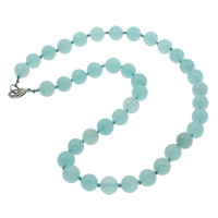 Aquamarine Necklace zinc alloy lobster clasp Round natural March Birthstone 8mm Sold Per Approx 18.5 Inch Strand