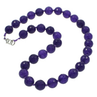 Dyed Marble Necklace zinc alloy lobster clasp Round faceted purple 12mm Sold Per Approx 17 Inch Strand