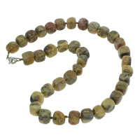 Crazy Agate Necklace zinc alloy lobster clasp Cube natural 9-12mm Sold Per Approx 18 Inch Strand