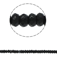 Luonnollinen musta akaatti, Rondelli, kasvot, 8x5mm, Reikä:N. 1.5mm, N. 75PC/Strand, Myyty Per N. 15.7 tuuma Strand