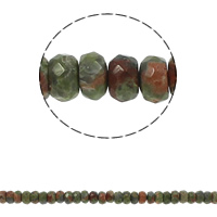 Ruby i Zoisite Bead, Rondelle, facetteret, 8x5mm, Hole:Ca. 1.5mm, Ca. 75pc'er/Strand, Solgt Per Ca. 15.7 inch Strand