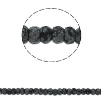 Sneeuwvlok Obsidiaan Beads, Rondelle, natuurlijk, gefacetteerde, 8x5mm, Gat:Ca 1.5mm, Ca 75pC's/Strand, Per verkocht Ca 15.7 inch Strand