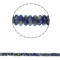 Blå Spot Stone Beads, Flad Rund, naturlig, 6.5x3mm, Hole:Ca. 1.5mm, Ca. 134pc'er/Strand, Solgt Per Ca. 15.7 inch Strand