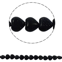 Blue Goldstone Beads, Hart, natuurlijk, 10x5mm, Gat:Ca 1.5mm, Ca 36pC's/Strand, Per verkocht Ca 15.7 inch Strand