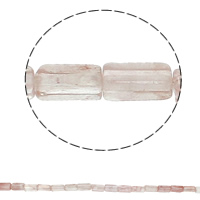 Naturlige rosenkvarts perler, Rose Quartz, Rektangel, 6x12x4mm, Hole:Ca. 1.5mm, Ca. 33pc'er/Strand, Solgt Per Ca. 15.7 inch Strand