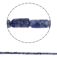 Blauer Tupfen Stein Perlen, blauer Punkt, Rechteck, natürlich, 6x12x4mm, Bohrung:ca. 1.5mm, ca. 33PCs/Strang, verkauft per ca. 15.7 ZollInch Strang