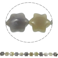Natural Grey Agate perler, Grå Agate, Flower, naturlig, 13x15x5mm, Hole:Ca. 1.5mm, Ca. 28pc'er/Strand, Solgt Per Ca. 15.7 inch Strand