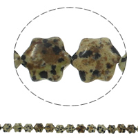 Perles dalmatiens, Dalmate, fleur, naturel, 13x15x5mm, Trou:Environ 1.5mm, Environ 28PC/brin, Vendu par Environ 15.7 pouce brin