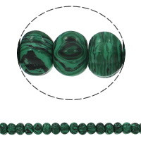 Malakit Bead, Rondelle, syntetisk, 15x10mm, Hole:Ca. 1.5mm, Ca. 40pc'er/Strand, Solgt Per Ca. 15.7 inch Strand