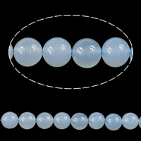 blauer Chalzedon Perle, rund, Platinfarbe platiniert, verschiedene Größen vorhanden, Grade AAAAA, verkauft von Menge