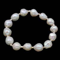 Sötvatten odlade Pearl Bracelet, Freshwater Pearl, med Mässing, naturlig, 9-10mm, Såld Per Ca 7 inch Strand