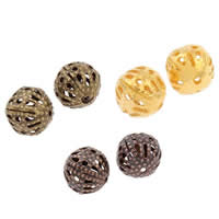 Jern smykker perler, Runde, forgyldt, hule, flere farver til valg, nikkel, bly & cadmium fri, 8mm, Hole:Ca. 1mm, 200pc'er/Bag, Solgt af Bag