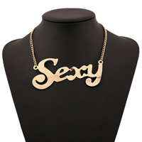 Zinc Alloy Jewelry Necklace with 1lnch extender chain word sexy gold color plated twist oval chain nickel lead & cadmium free 50mm Length Approx 19 Inch Sold By Lot