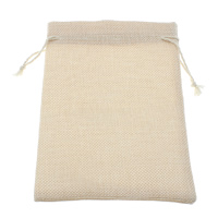 Linen Drawstring Pouches with Nylon Cord Rectangle beige Sold By Bag