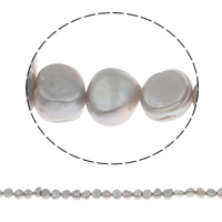 Baroko Kultūringas gėlavandenių perlų karoliukai, Gėlo vandens perlų, Barokas, šviesiai pilka, 8-9mm, Skylė:Apytiksliai 0.8mm, Parduota už Apytiksliai 14.2 Inch Strand