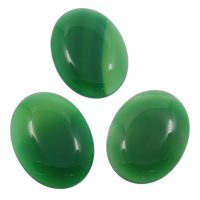 Grön Agat Cabochon, Oval, naturlig, platt baksida, 30x40x8mm, 10PC/Bag, Säljs av Bag