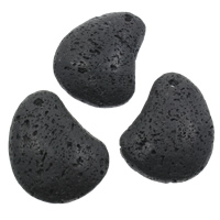 Rochas vulcânicas pingente, Lágrima, naturais, preto, 43x55x12mm, Buraco:Aprox 4mm, 10PCs/Bag, vendido por Bag