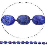 Natuurlijke Crackle Agaat parels, Ovaal, blauw, 15x19x10mm, Gat:Ca 1mm, Lengte Ca 15 inch, 5strengen/Bag, Ca 18pC's/Strand, Verkocht door Bag