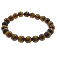 Natural Tiger Eye Bracelets Round 8mm Length Approx 7.5 Inch Sold By Bag