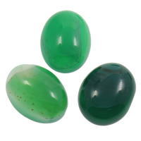 Grøn agat Cabochon, Flad Oval, naturlig, flad bagside, 22x25x7mm, 10pc'er/Bag, Solgt af Bag