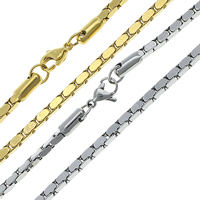 Stainless Steel Chain halskæde, forgyldt, forskellig størrelse for valg & boks kæde, flere farver til valg, Længde Ca. 19.5 inch, 10Strands/Lot, Solgt af Lot
