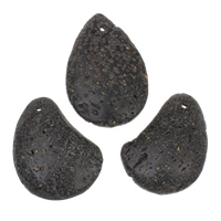 Rochas vulcânicas pingente, naturais, preto, 40x55x12mm-70x50x15mm, Buraco:Aprox 2-5mm, 10PCs/Bag, vendido por Bag