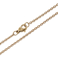 Stainless Steel Chain halskæde, rosa guld farve forgyldt, oval kæde, 2.20x2x0.30mm, Længde Ca. 17 inch, 10Strands/Lot, Solgt af Lot