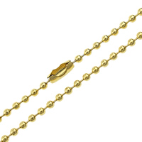 Cadena de Collar, acero inoxidable, chapado en color dorado, cadena de la bola, 2.50mm, longitud aproximado 24 Inch, 10Strandsfilamento/Grupo, Vendido por Grupo