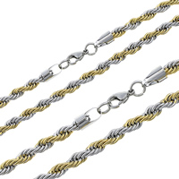 Cadena de Collar, acero inoxidable, chapado, diverso tamaño para la opción & cadena de cuerda & 2-tono, 10Strandsfilamento/Grupo, Vendido por Grupo