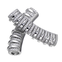 Cubic Zirconia Micro Pave Brass European Beads Curved Tube platinum plated micro pave cubic zirconia nickel lead & cadmium free Approx 4.3mm Sold By Lot
