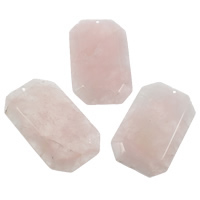 Rose Quartz Κρεμαστό κόσμημα, Οκτάγωνο, φυσικός, 39x65x6mm, Τρύπα:Περίπου 1mm, 10PCs/τσάντα, Sold Με τσάντα