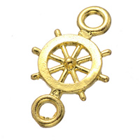 Tibetan Style Connector, Ship Wheel, gold color plated, nautical pattern & 1/1 loop, nickel, lead & cadmium free, 19.60x32.80mm, Hole:Approx 4mm, 100PCs/Lot, Sold By Lot