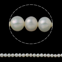 Bulvių išauginti gėlavandenių perlų karoliukai, Gėlo vandens perlų, Bulvė, natūralus, baltas, 6-7mm, Skylė:Apytiksliai 0.8mm, Parduota už Apytiksliai 15 Inch Strand