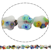 Millefiori Lampwork Beads, Millefiori Glass, Flower, handmade, 14x14x3mm, Hole:Approx 1mm, Length:Approx 13.4 Inch, 10Strands/Bag, Approx 27PCs/Strand, Sold By Bag