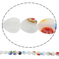Millefiori glaspärlor, Hjärta, handgjord, olika storlek för val, Hål:Ca 1mm, Längd Ca 14.2 inch, Säljs av Bag