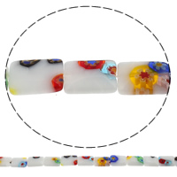Millefiori Lampwork Beads, Millefiori Glass, Rectangle, handmade, different size for choice, Hole:Approx 1mm, Length:Approx 15.7 Inch, Sold By Bag