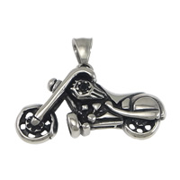 Stainless Steel Pendants, Motorcycle, with rhinestone & blacken, 43.50x27x9mm, Hole:Approx 9x4.5mm, 10PCs/Lot, Sold By Lot