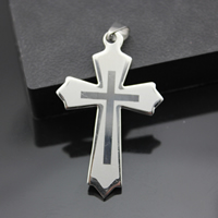 Nehrđajućeg čelika križa Privjesci, Nehrđajući čelik, izvorna boja, 33x52mm, Rupa:Približno 3mm, 10računala/Lot, Prodano By Lot