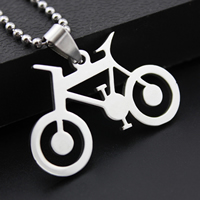 Stainless Steel Pendants, Bike, original color, 24x37mm, Hole:Approx 3mm, 10PCs/Lot, Sold By Lot