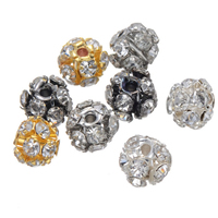Separadores de Diamantes de Imitación, metal, Esférico, chapado, con diamantes de imitación, más colores para la opción, libre de níquel, plomo & cadmio, 6mm, agujero:aproximado 2mm, 100PCs/Grupo, Vendido por Grupo