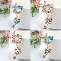 Mobile Phone DIY Decoration Zinc Alloy with Crystal Butterfly gold color plated faceted & with rhinestone nickel lead & cadmium free Sold By Lot