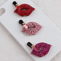 Mobile Phone DIY Decoration Zinc Alloy Lip gold color plated enamel & with rhinestone nickel lead & cadmium free Sold By Lot