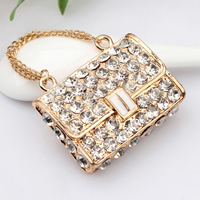 Mobile Phone DIY Decoration Zinc Alloy Handbag gold color plated enamel & with rhinestone nickel lead & cadmium free Sold By Lot