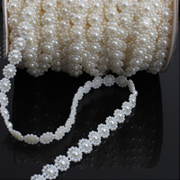 Koralik Garland Strand, Tworzywa ABS perła, ze Szpulka plastikowa & Tektura, Kwiat, 10mm, 5komputery/wiele, 25m/PC, sprzedane przez wiele