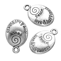 Zinc Alloy Flat Oval Pendants antique silver color plated with letter pattern nickel lead & cadmium free Approx 2mm Sold By Lot